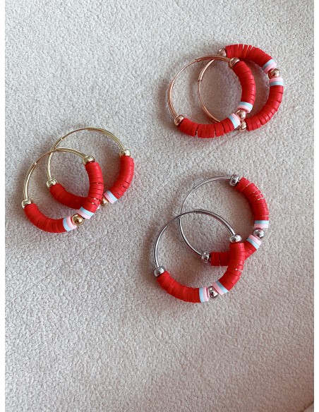 CIRCLE EARRINGS WITH COLORED RUBBERS