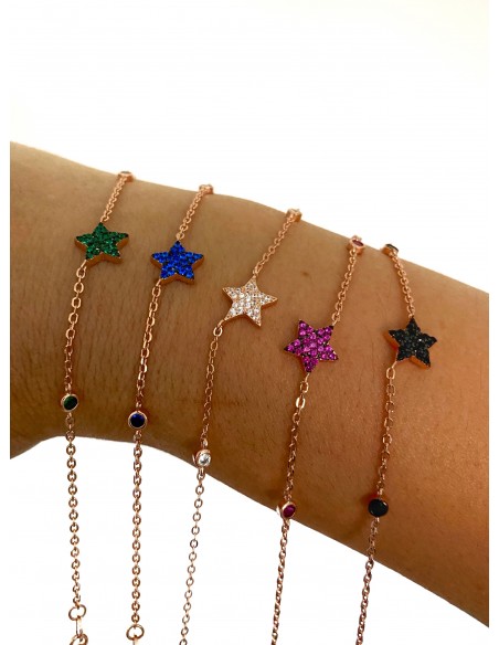 Bracciale a Catenina con Zirconi e Stella di Zirconi