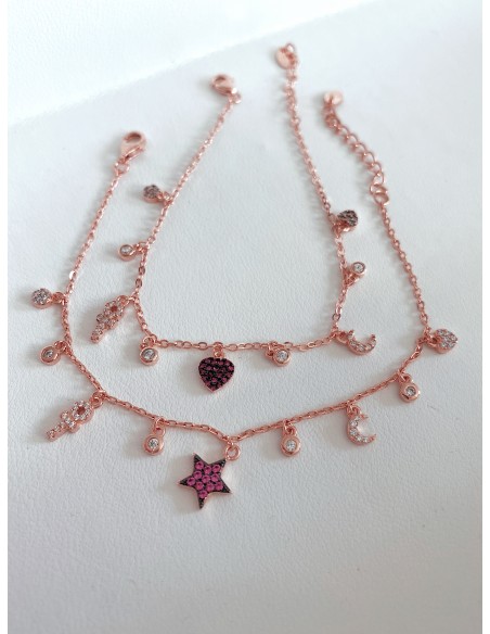 Bracciale con Soggetti Mini di Zirconi Pendenti