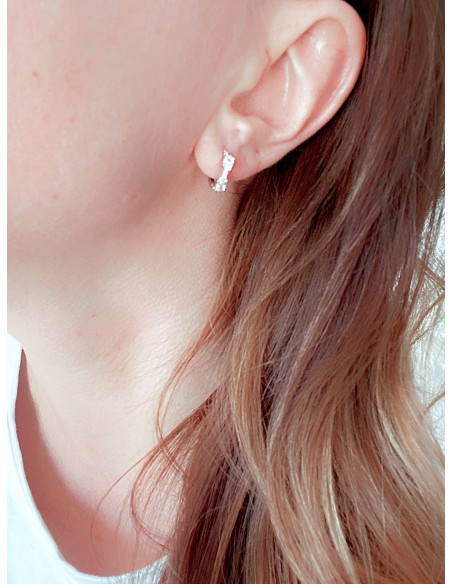 Double Zircon Mono Earring