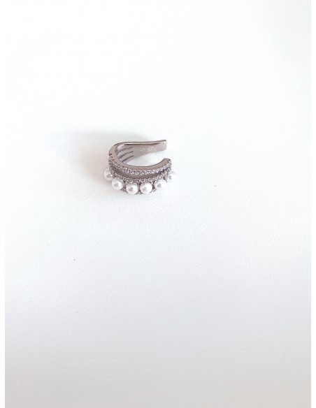 Mono Ear Cuff Earring with Small Pearls and Zircons