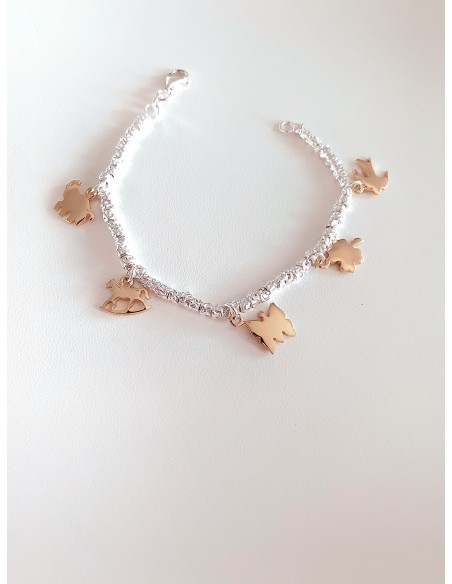 Bracciale con Pepite Martellate Medie e Soggetti Natura