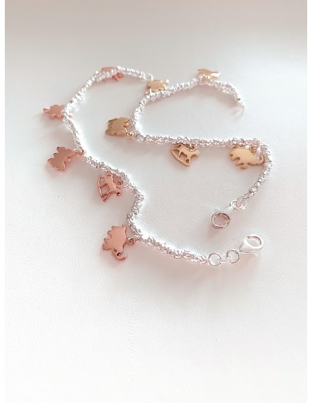 Bracciale con Pepite Martellate Medie e Soggetti Natura