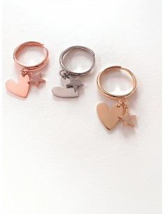 Heart and Star Ring of Zircons