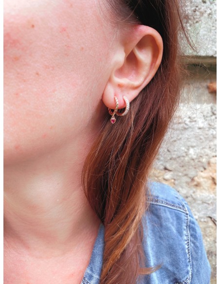 Mono Huggie Earring of Zircons 15mm