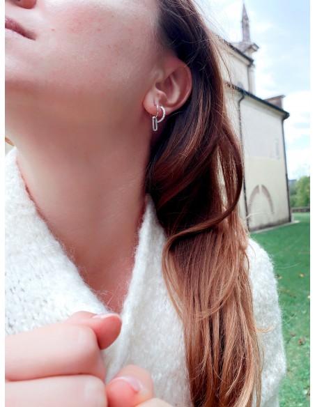 Medium Torchon Mono Earring with Zircons