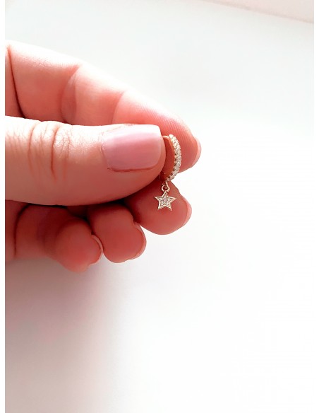 Mono Huggie Earring with Pendant Star