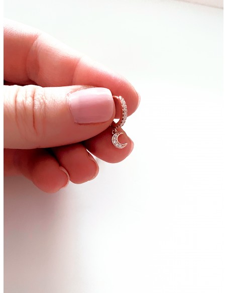Mono Huggie Earring with Pendant Moon
