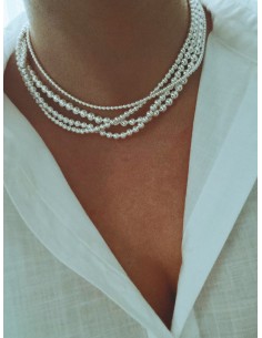 Collana Lunga Tuscany Silver In Argento Sterling 925 - Sfere Lucide 61 Cm - Gioiello Ipoallergenico
