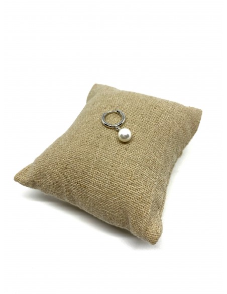 Mono Huggie Earring with Pearl Pendant