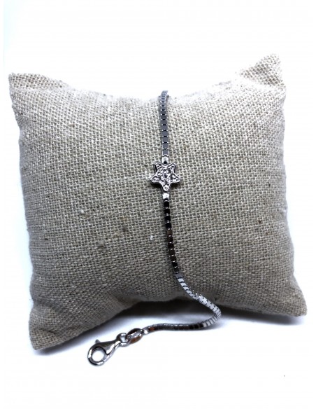 Bracciale a Maglie Lisce con Stella di Zirconi