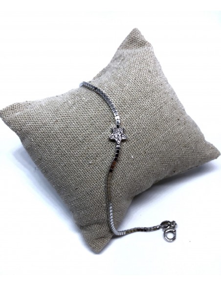 Bracciale a Maglie Lisce con Stella di Zirconi