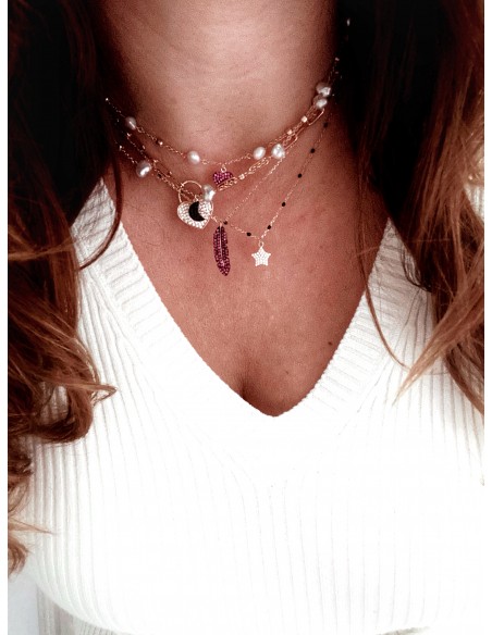 River Pearls Necklace and Charm in Zircons