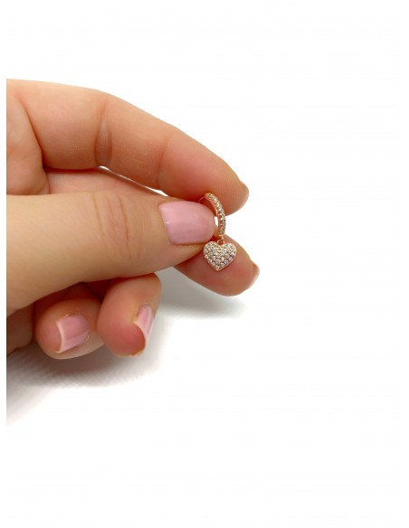 Monorecchino Scattino con Cuore Pavè Pendente