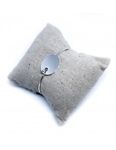 Bracciale Rigido Bianco con Targhetta Ovale