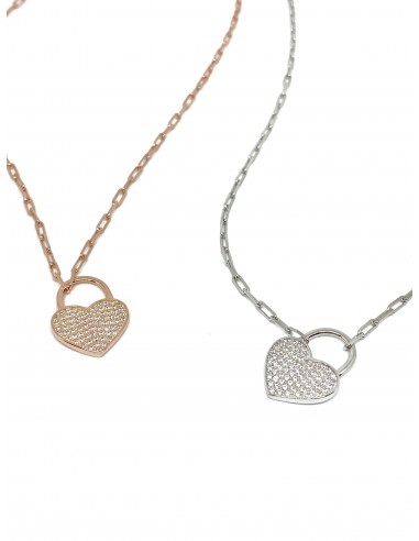 Necklace with Small Rectangular Mesh and Heart Pendant