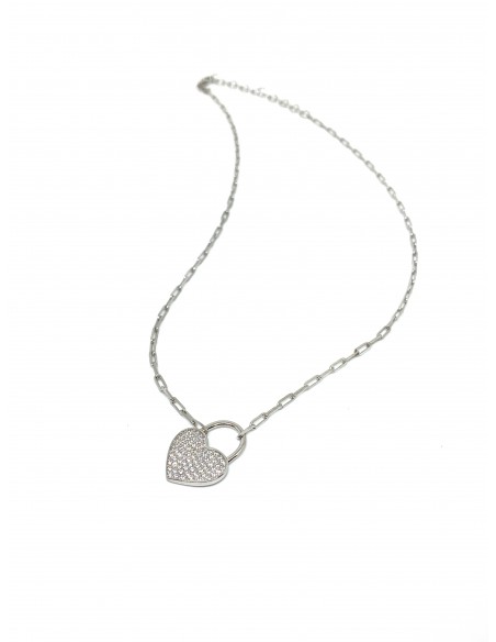 Collana con Maglia Rettangolare Piccola e Cuore Pendente