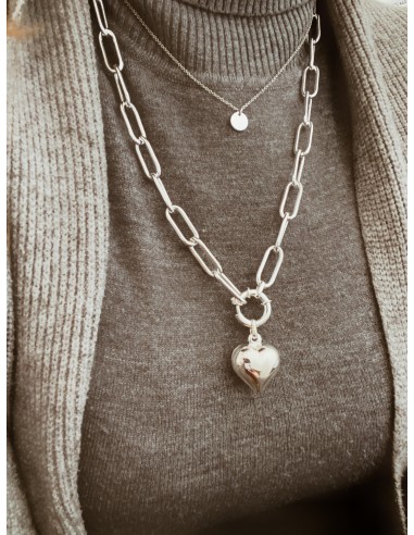 Rectangular Mesh Necklace and Domed Heart