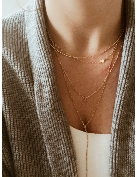 Double Rectangular Mini Mesh and Hearts Necklace