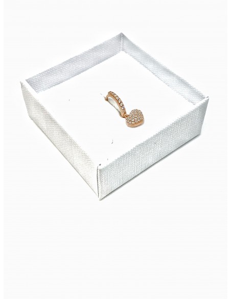 Mono Huggie Earring with Pave Heart Pendant