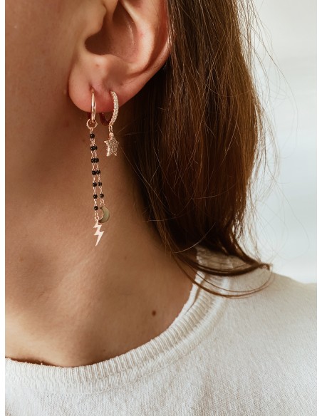 Mono Huggie Earring with Pave Star Pendant