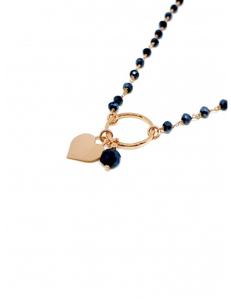 Night Blue Crystals Necklace and Heart Pendant