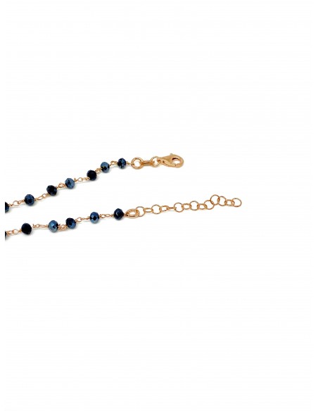 Collana Cristalli Blu Notte e Cuore Pendente