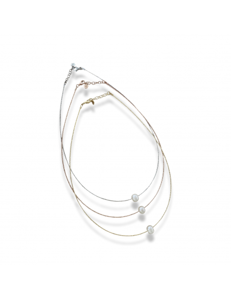 Collana Filo Diamantato e Perla Barocca