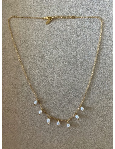 Necklace with Oval Pearl Pendants