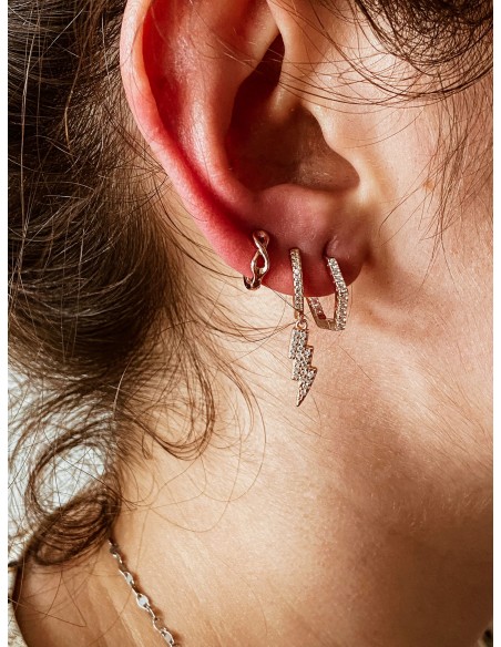 Mono Huggie Earring Lightning Pendant and Zircons