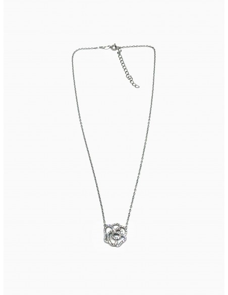 Rose Pendant Necklace with Zirconia Profile