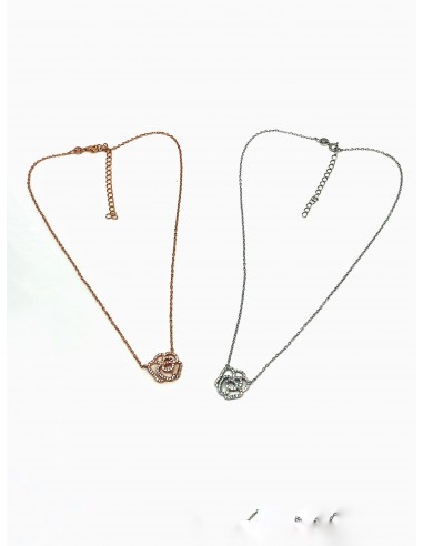 Rose Pendant Necklace with Zirconia...