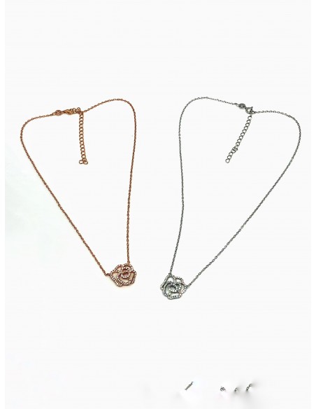Rose Pendant Necklace with Zirconia Profile