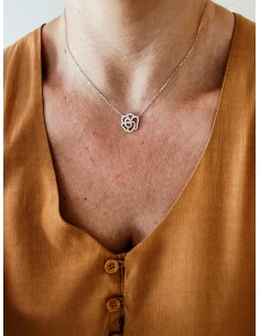 Rose Pendant Necklace with...