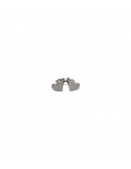 Stud Earrings with Heart of Zirconia