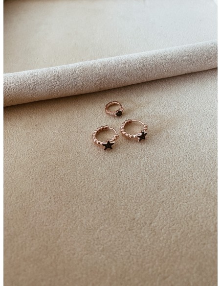 Earrings Set Black and Rose