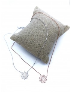 Collana Corta con Sole Pendente con Zirconi Bianchi