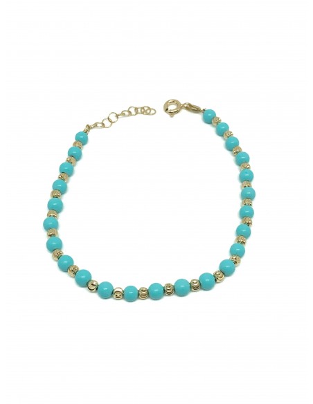 Bracciale Palline Diamantate e Turchese