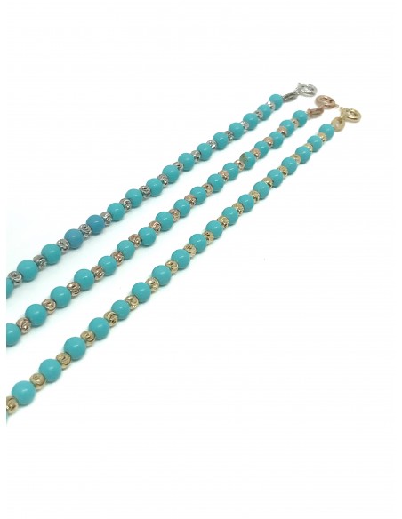 Bracciale Palline Diamantate e Turchese