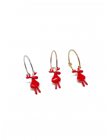 Single Earring Headband Reindeer Red