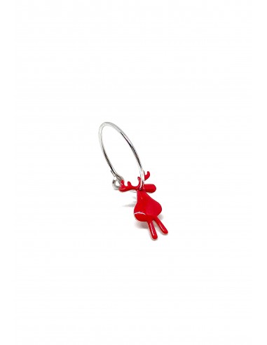 Single Earring Headband Reindeer Red
