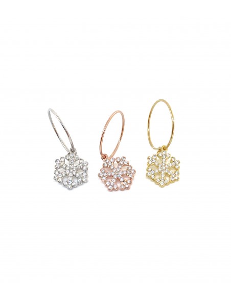 Monorecchino Cerchietto Fiocco di Neve con Zirconi