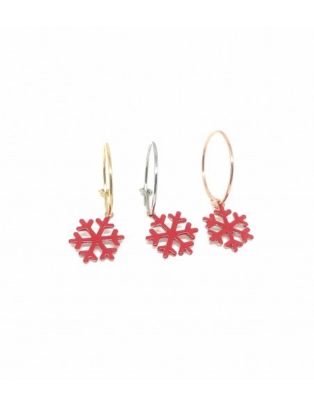 Single Earring with Snowflake Red