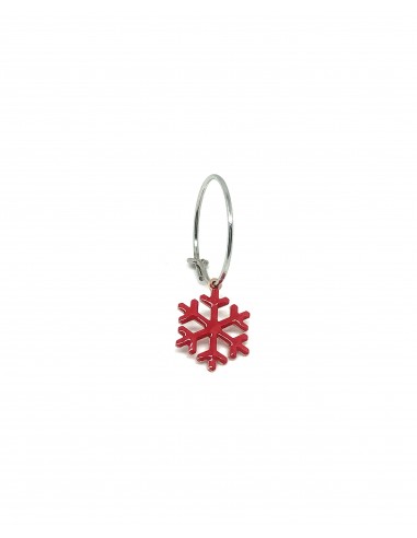 Single Earring with Snowflake Red