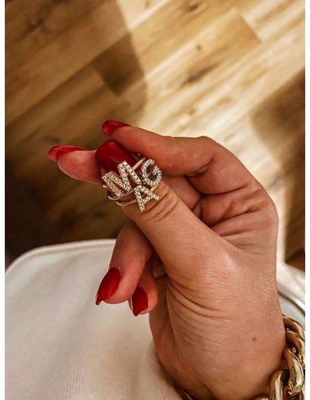 Adjustable Ring Letter of Zircons