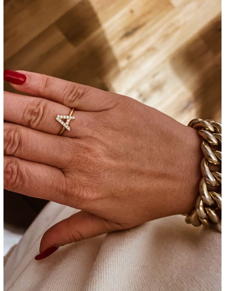 Adjustable Ring Letter of Zircons