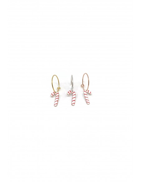 Single Earring Headband Candy Canes White