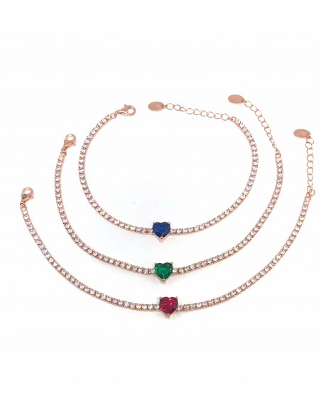 Tennis Bracelet Rosè and Zircon Heart