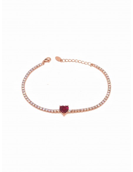 Tennis Bracelet Rosè and Zircon Heart