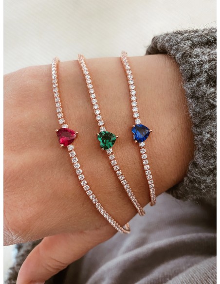 Tennis Bracelet Rosè and Zircon Heart